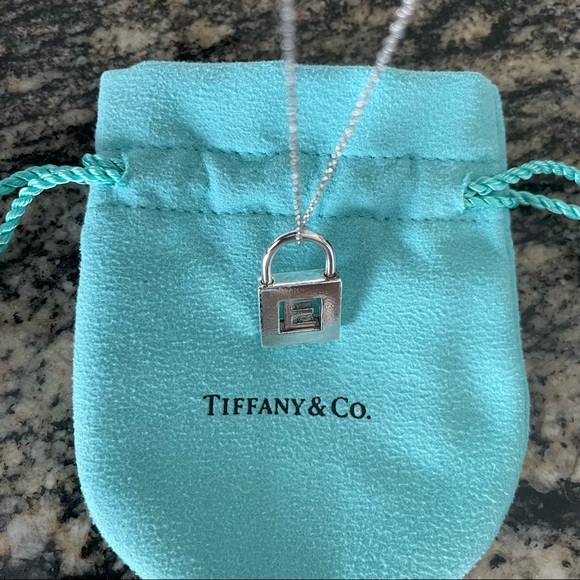 Tiffany & Co. Initial Padlock Charm Necklace in Silver - Picture 2 of 8